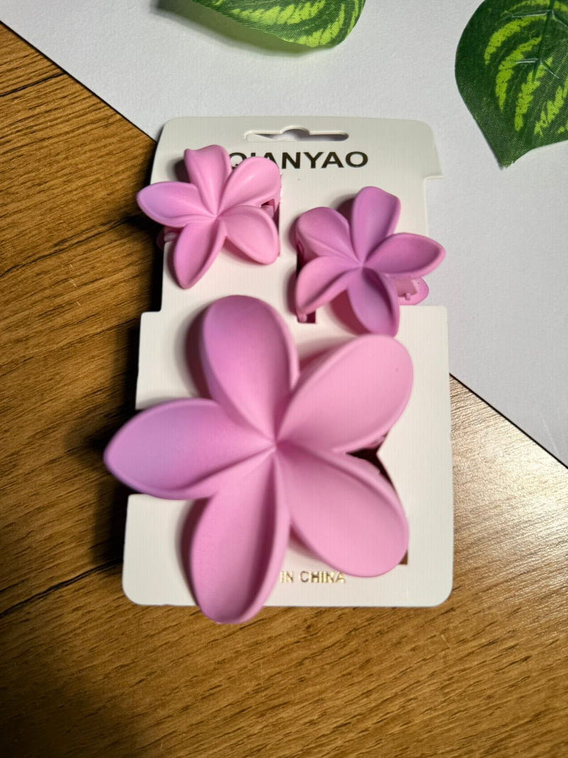 🌸 Premium Floral Hair Clips – Set of 3