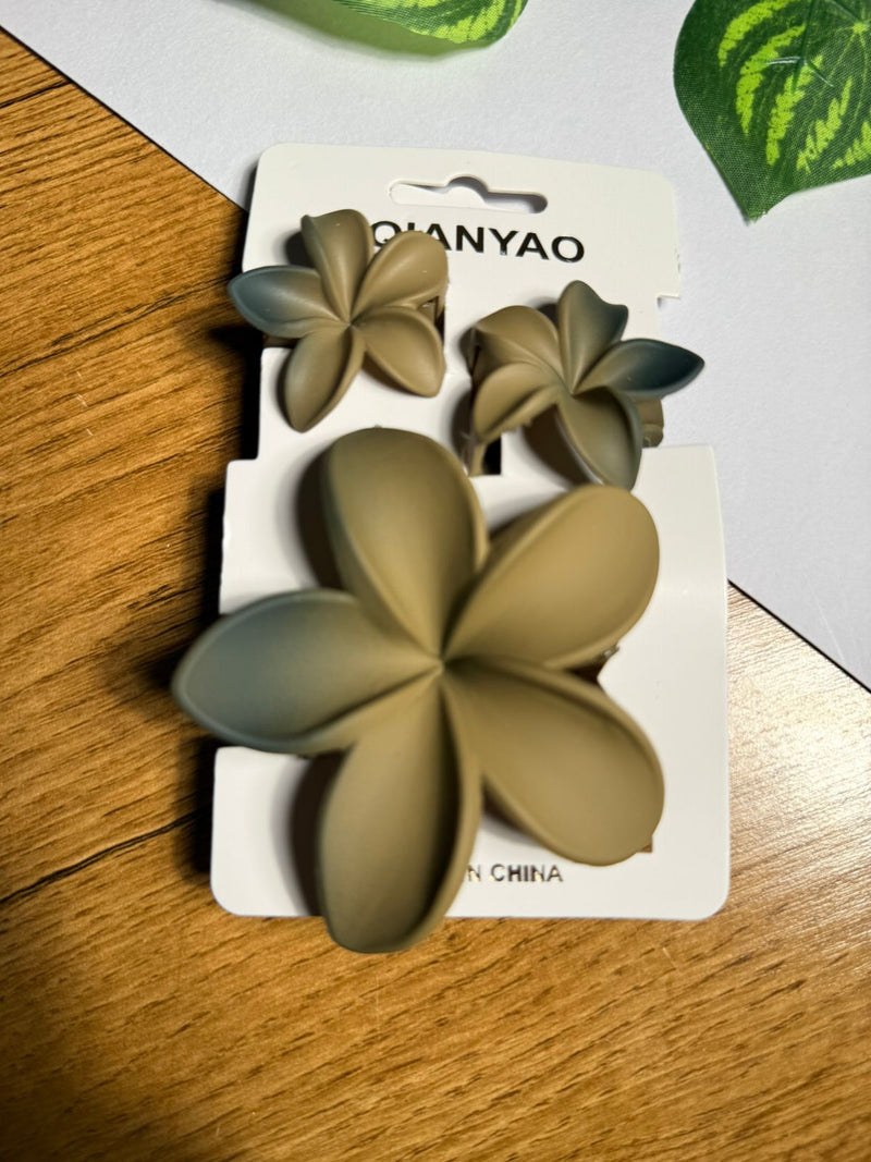 🌸 Premium Floral Hair Clips – Set of 3