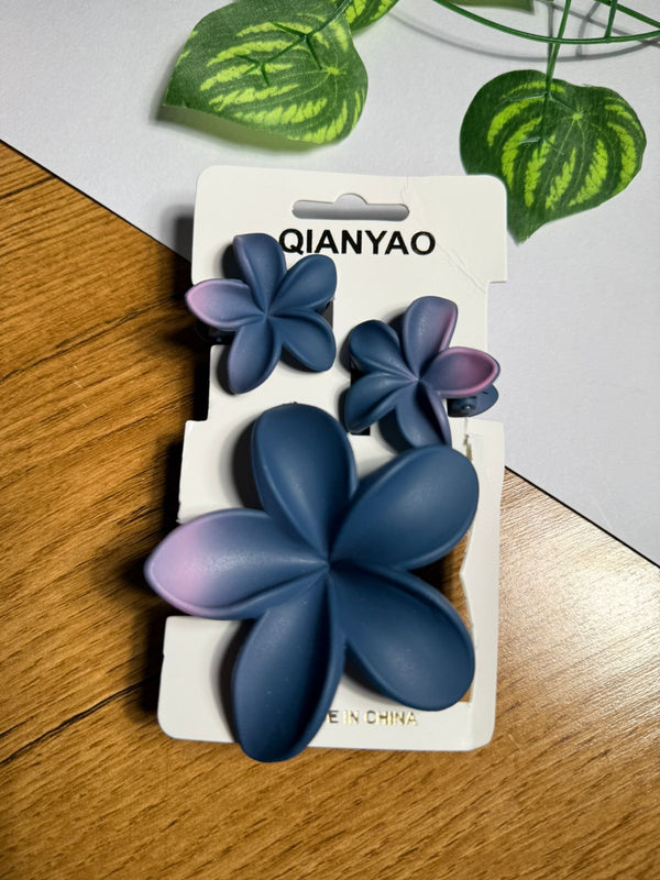 🌸 Premium Floral Hair Clips – Set of 3