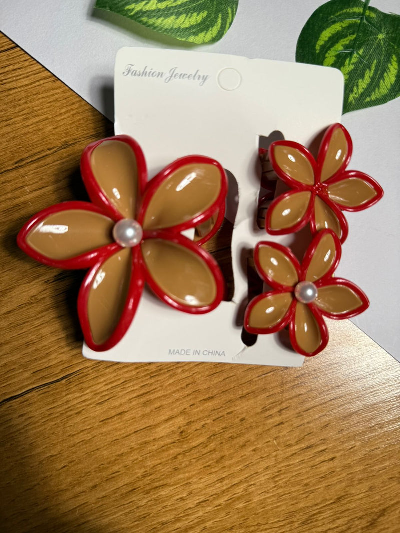 🌸 Elegant Floral Hair Accessories [Set of 3]