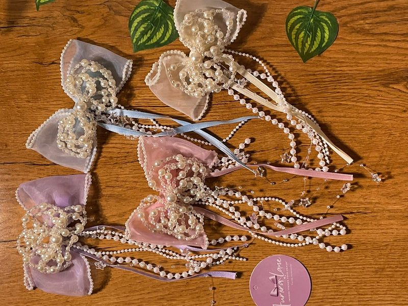🌸 Aurora Lane Luxury Pearl Bow Hair Accessories {1 pcs}