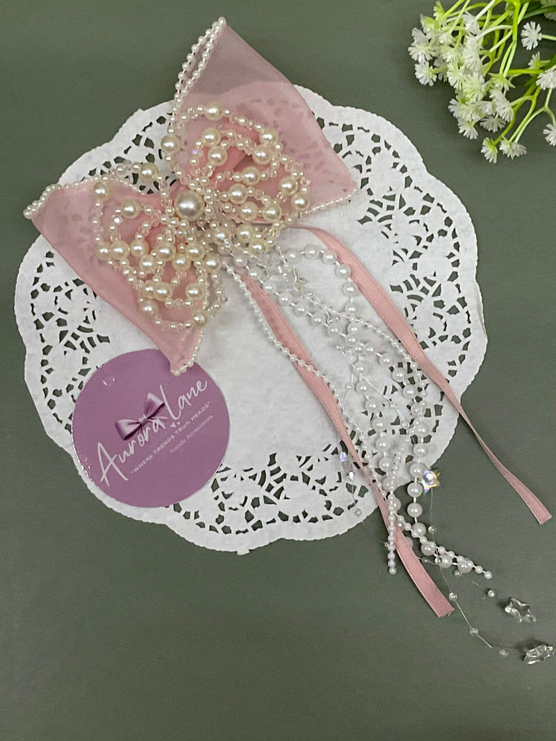 🌸 Aurora Lane Luxury Pearl Bow Hair Accessories {1 pcs}