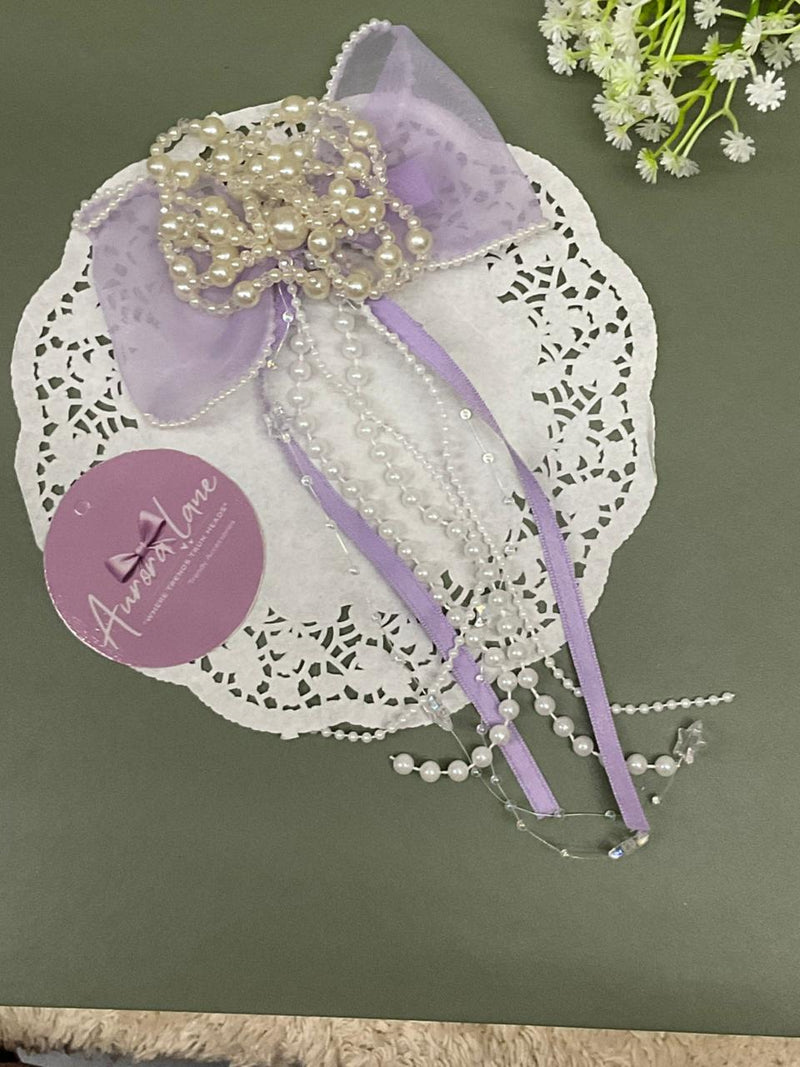 🌸 Aurora Lane Luxury Pearl Bow Hair Accessories {1 pcs}
