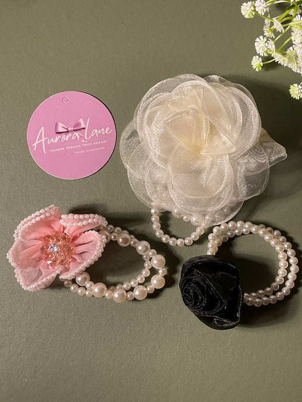 ✨ Aurora Lane – Pearl Blossom Hair Accessories Set (3 pcs) ✨