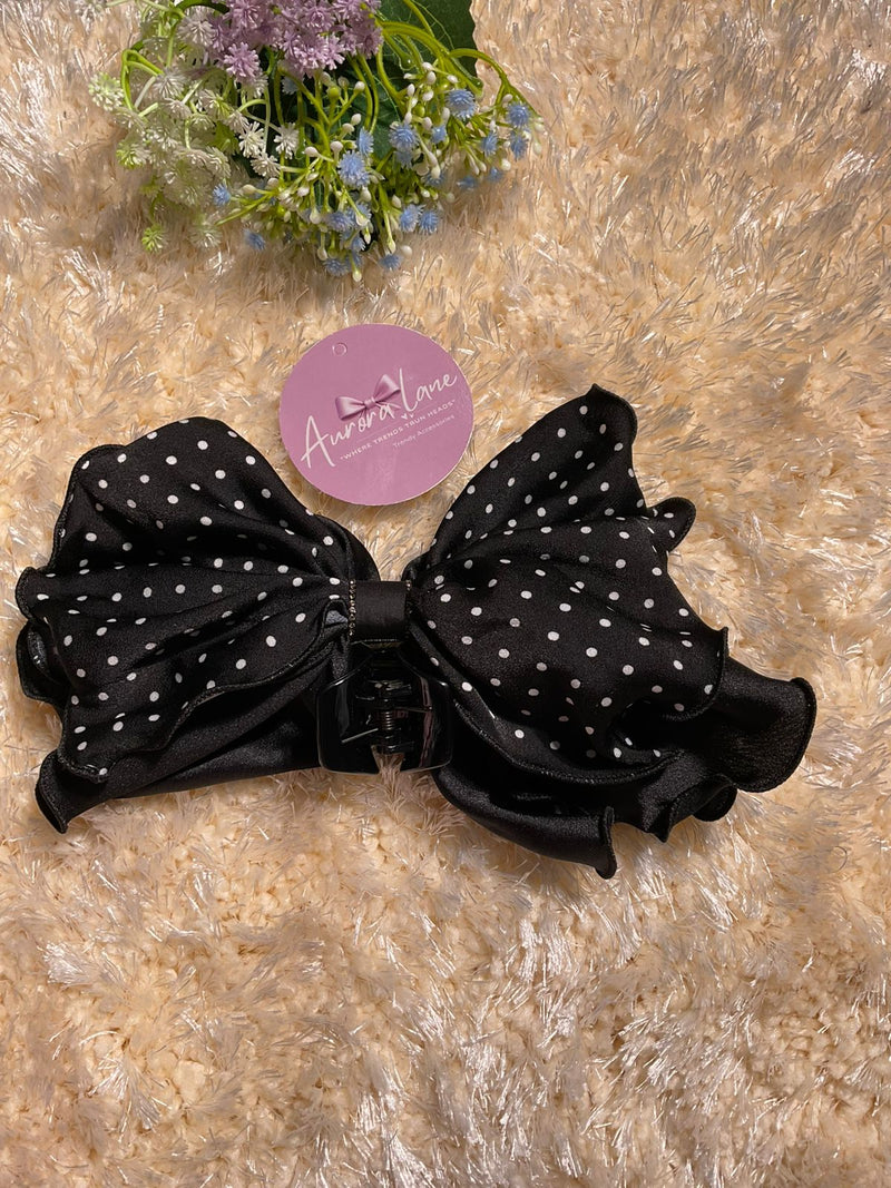 Aurora Lane – Polka Dot Satin Hair Bow