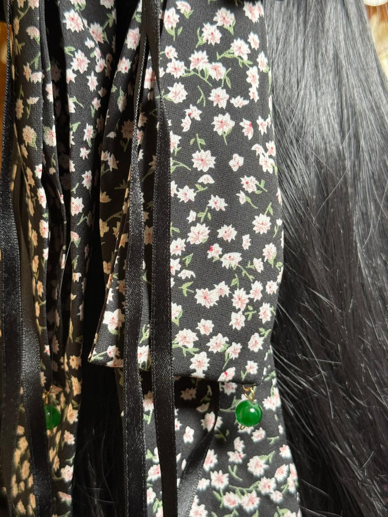 🌸 Aurora Lane Black Floral Bow Hair Clutch
