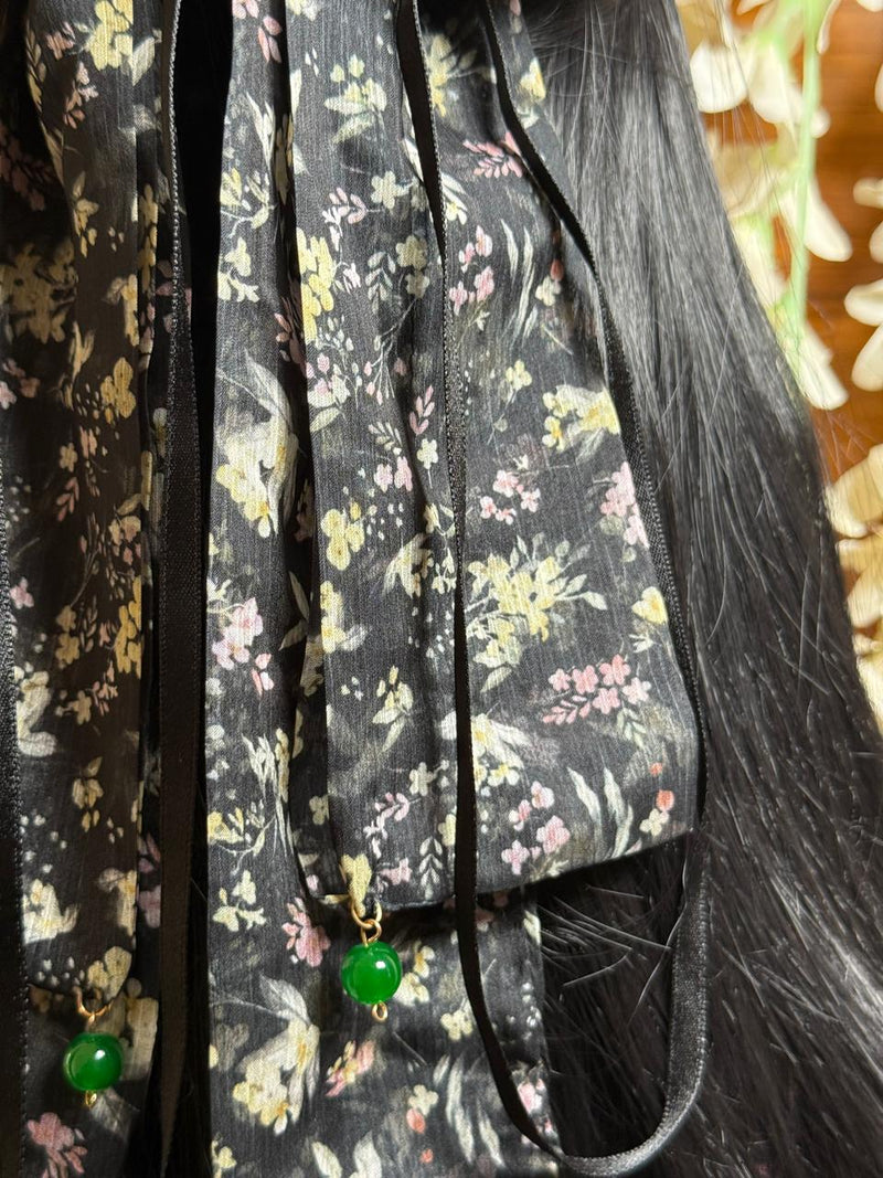 ✨ Aurora Lane Luxury Hair Accessory – Black Floral Bow Clip ✨