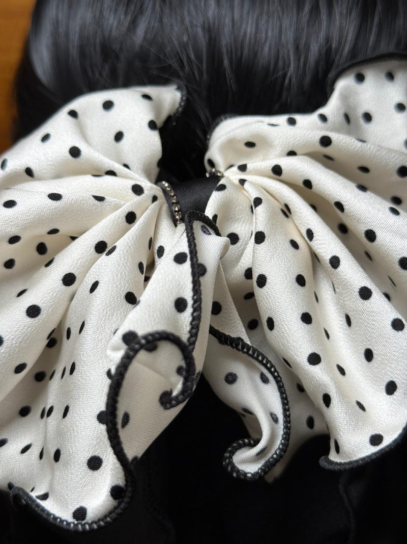 Aurora Lane – Polka Dot Satin Hair Bow