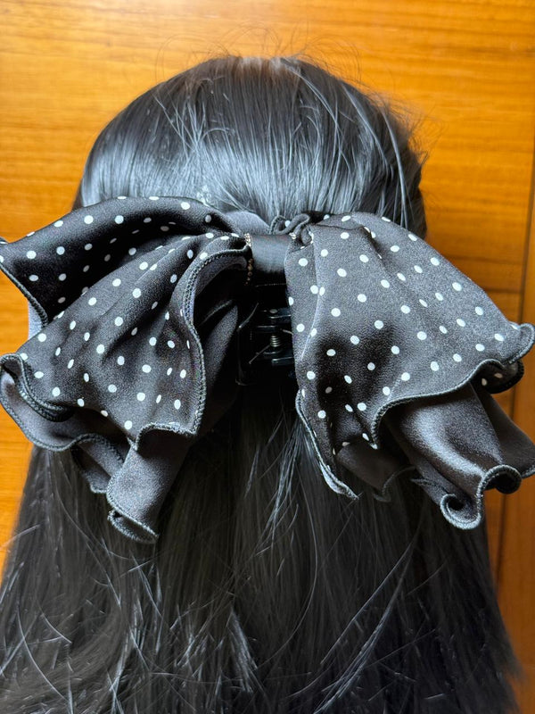 Aurora Lane – Polka Dot Satin Hair Bow