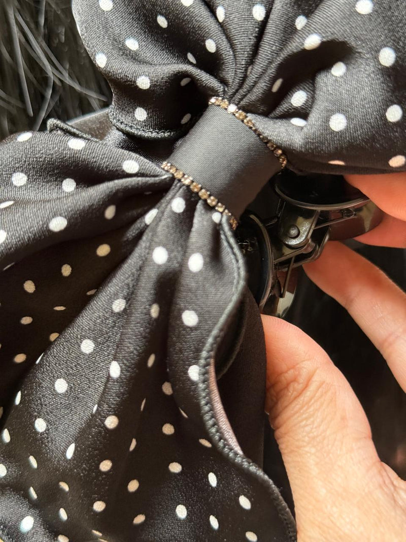 Aurora Lane – Polka Dot Satin Hair Bow